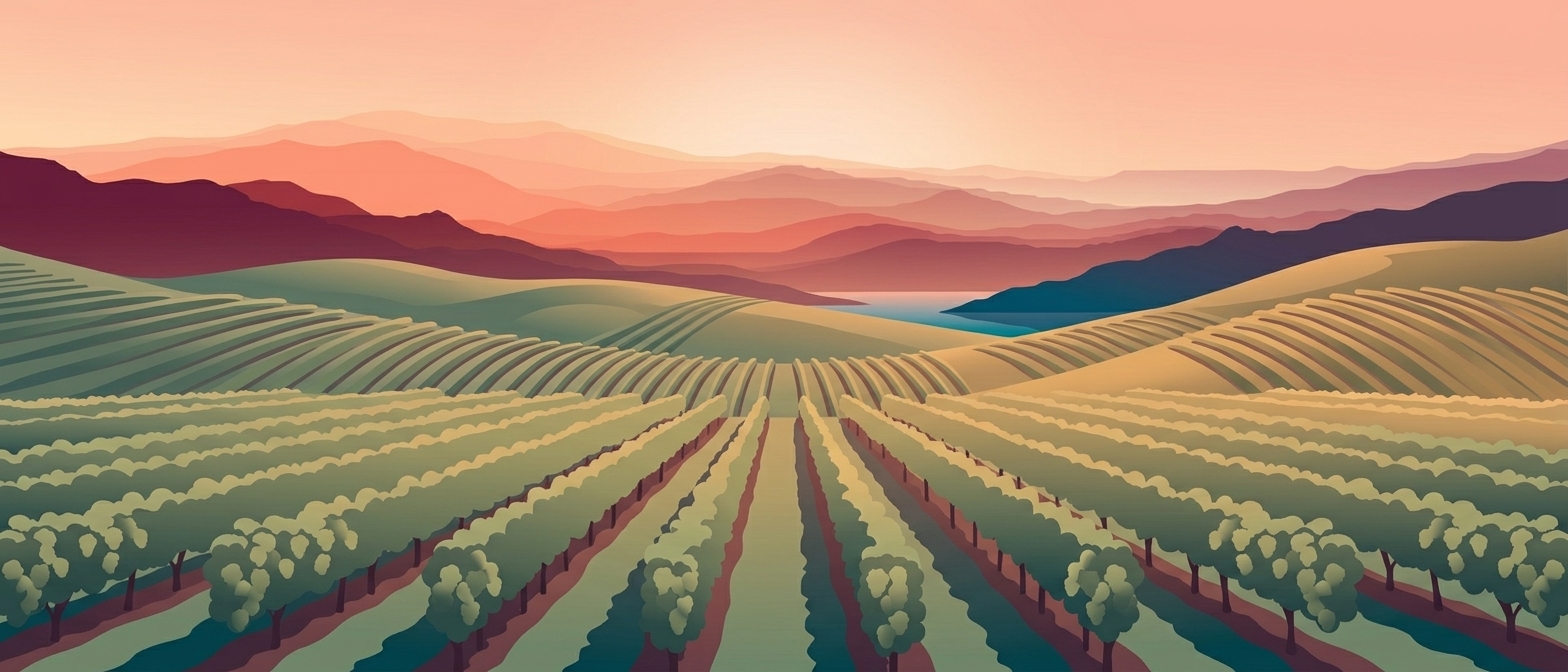 Okanagan vineyards at golden hour